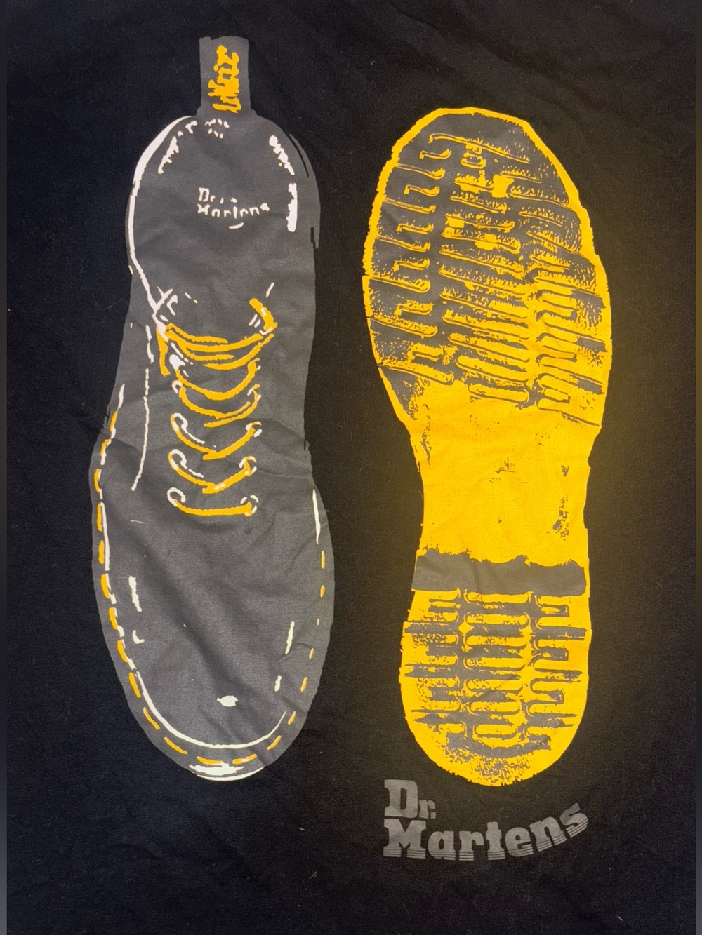 Vintage Dr. Martens Black Tee with Yellow Boot Graphic Young Adult Men's M - Picture 12 of 12